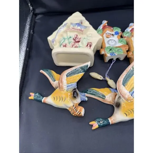 7 Piece vintage ceramic flying mallard duck wall pockets. Made In Japan - Picture 2 of 12